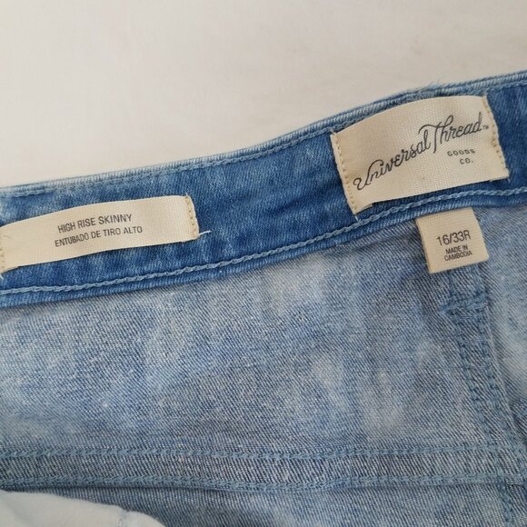 Universal Thread High Rise Skinny Jeans Ankle SIZE 16 Stretch Bleached Light Med - Picture 8 of 12